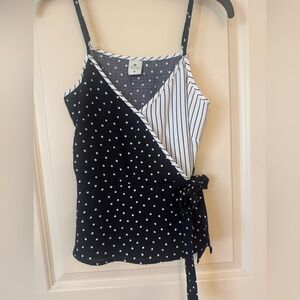 Paper Crane Black and White Polka Dot Top